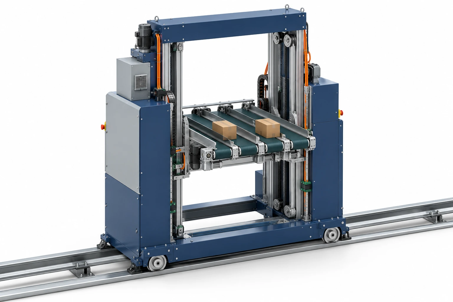 VSORTER: render del equipo con sus componentes y su mercancía de trabajo