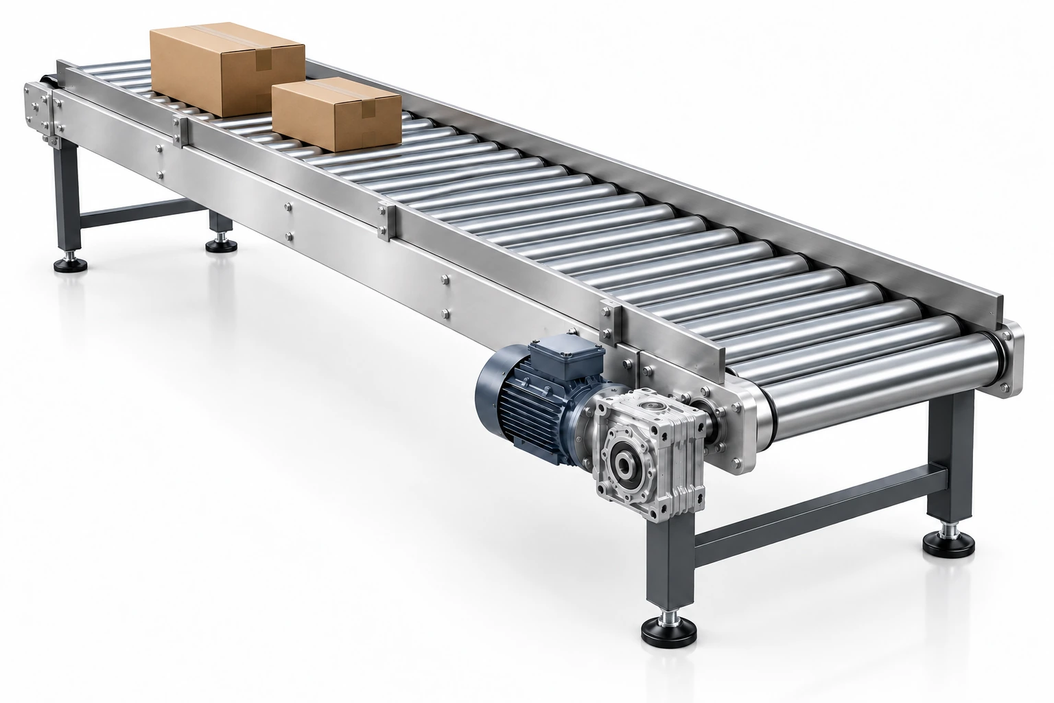 Transportador de rodillos para cajas y paquetes